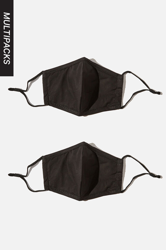 Multipack 2pk Face Masks, Black